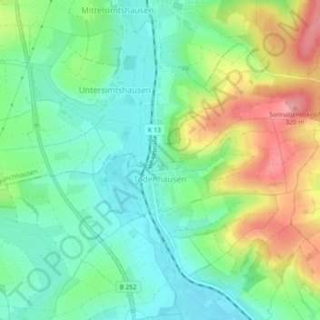 Carte topographique Todenhausen, altitude, relief
