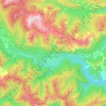 Carte topographique Forni di Sotto, altitude, relief