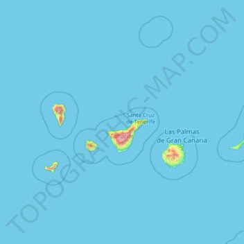 Carte topographique Kanarische Inseln, altitude, relief