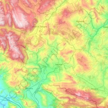 Carte topographique Isernia, altitude, relief