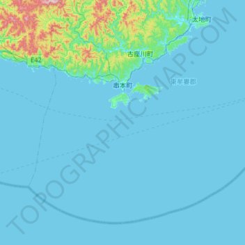 Carte topographique 東牟婁郡, altitude, relief