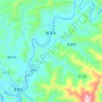 Carte topographique 昌溪乡, altitude, relief