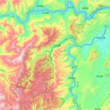 Carte topographique 水富市, altitude, relief