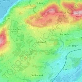 Carte topographique Schleedorf, altitude, relief