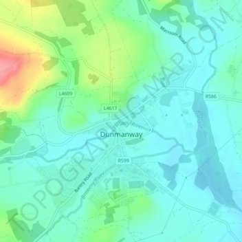 Carte topographique Dunmanway, altitude, relief