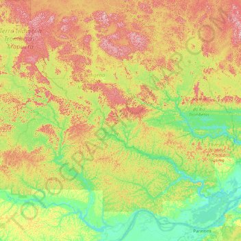 Carte topographique Urucará, altitude, relief