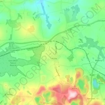 Carte topographique Roche, altitude, relief