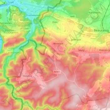 Carte topographique Dion, altitude, relief
