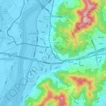 Carte topographique Sasang-gu, altitude, relief