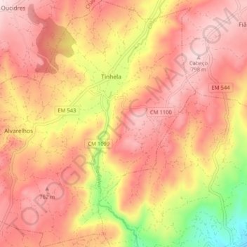 Carte topographique Tinhela, altitude, relief