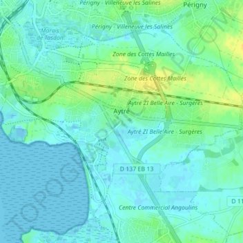 Carte topographique Aytré, altitude, relief