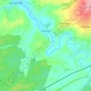 Carte topographique Elwingen, altitude, relief