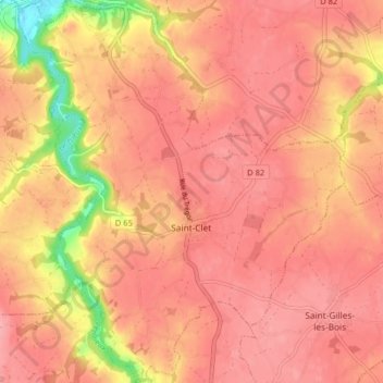 Carte topographique Saint-Clet, altitude, relief
