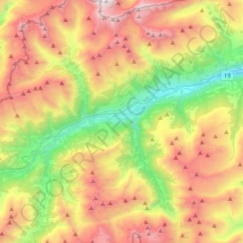 Carte topographique Sumvitg, altitude, relief