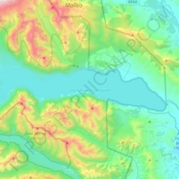 Carte topographique Lago Huechulafquen, altitude, relief
