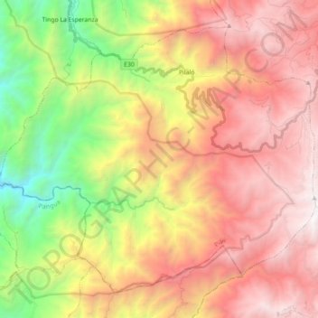Carte topographique Pílalo, altitude, relief