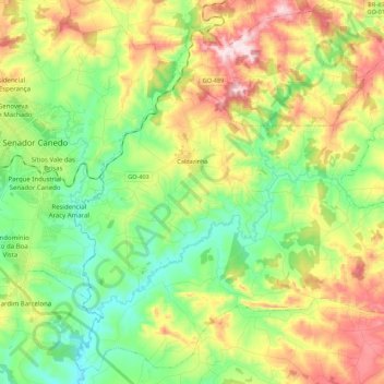 Carte topographique Caldazinha, altitude, relief