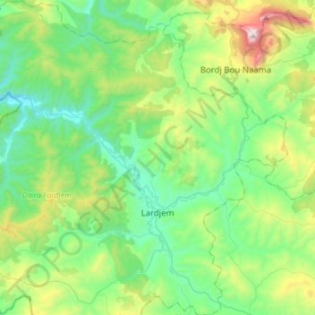 Carte topographique Lardjem, altitude, relief
