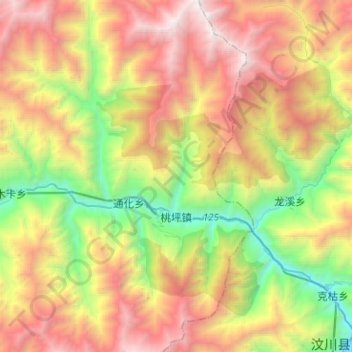 Carte topographique 桃坪镇, altitude, relief