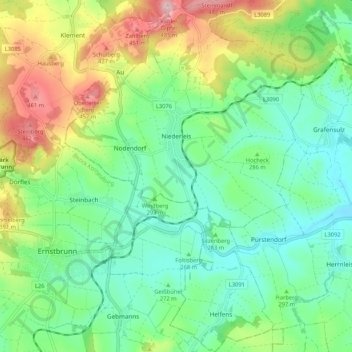 Carte topographique Niederleis, altitude, relief