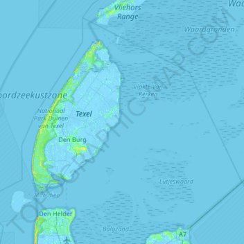 Carte topographique Texel, altitude, relief