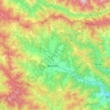 Carte topographique Garud, altitude, relief