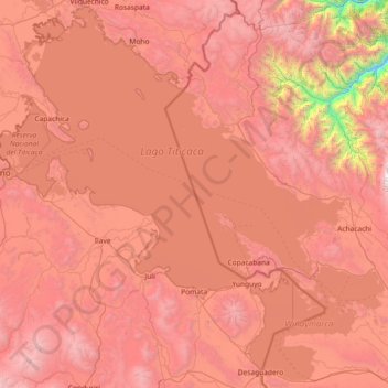 Carte topographique Lac Titicaca, altitude, relief