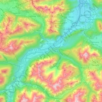 Carte topographique Weißenbach am Lech, altitude, relief