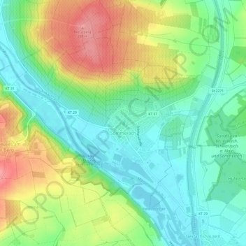 Carte topographique Sommerach, altitude, relief