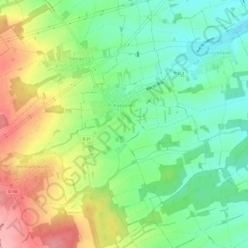 Carte topographique Kappelen, altitude, relief