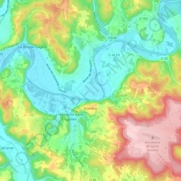 Carte topographique Domme, altitude, relief