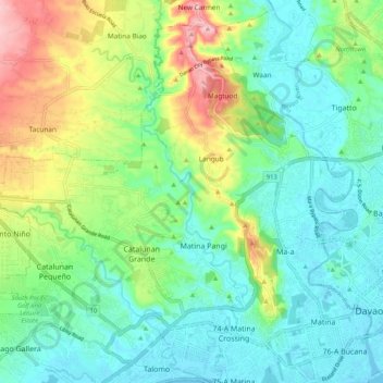 Carte topographique Matina River, altitude, relief