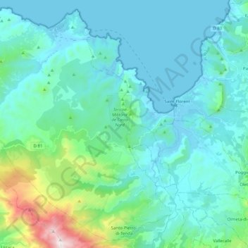 Carte topographique Santo-Pietro-di-Tenda, altitude, relief