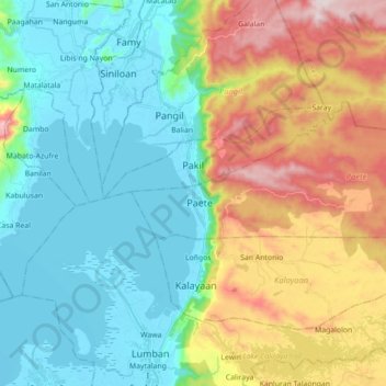 Carte topographique Pakil, altitude, relief
