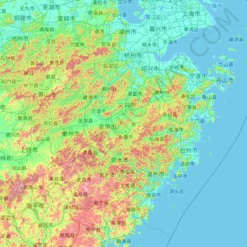 Carte topographique 浙江省, altitude, relief