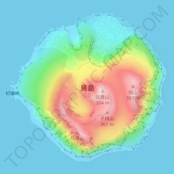 Carte topographique 鳥島, altitude, relief