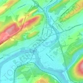 Carte topographique Lewistown, altitude, relief