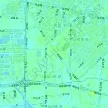 Carte topographique 新兴街道, altitude, relief