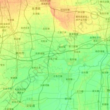 Carte topographique 霸州市, altitude, relief