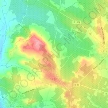Carte topographique Pailhès, altitude, relief
