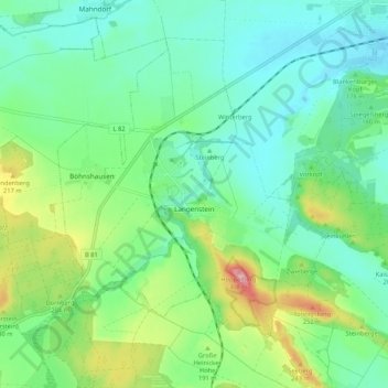 Carte topographique Langenstein, altitude, relief