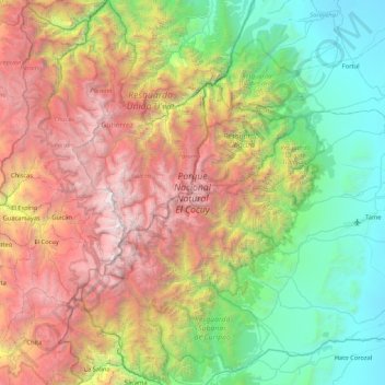 Carte topographique Sierra Nevada del Cocuy, altitude, relief