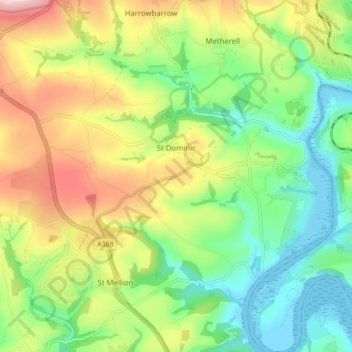 Carte topographique St. Dominick, altitude, relief