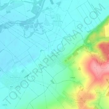 Carte topographique Sušice, altitude, relief