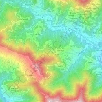 Carte topographique Tribogna, altitude, relief