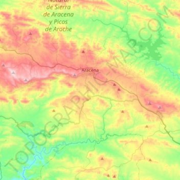 Carte topographique Aracena, altitude, relief
