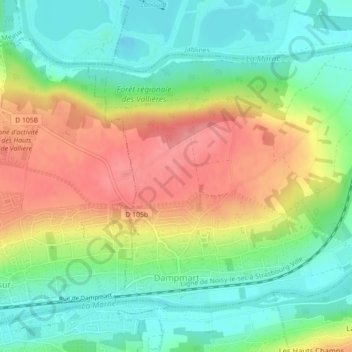 Carte topographique Dampmart, altitude, relief