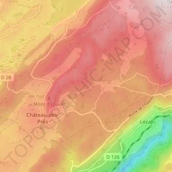 Carte topographique Château-des-Prés, altitude, relief