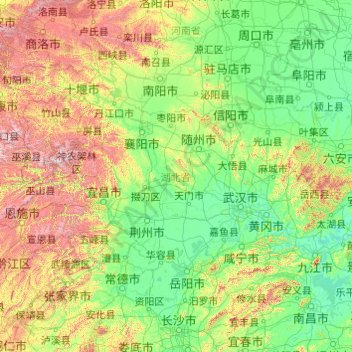 Carte topographique 湖北省, altitude, relief