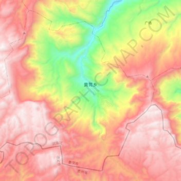 Carte topographique 黄莺乡, altitude, relief